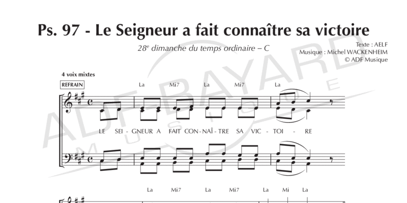 Partition pdf o benis sois tu seigneur lyrics